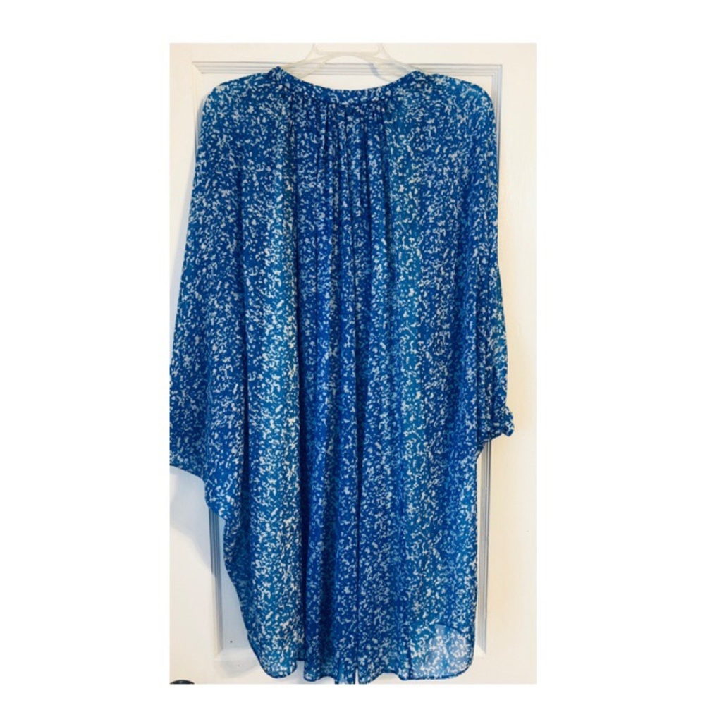 DVF Fleurette Silk Blue Dress - Picture 5 of 8